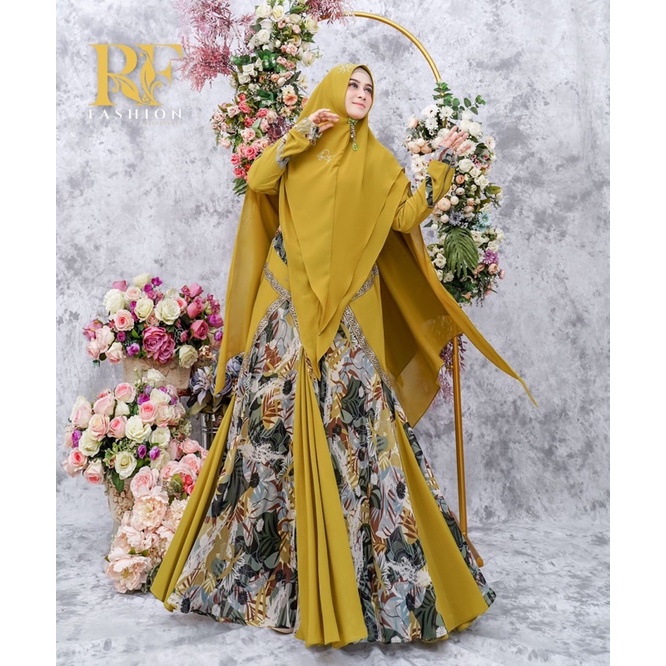 Cantika Syari RF Fashion by Rayhan Co. Mustard Ceruty Import