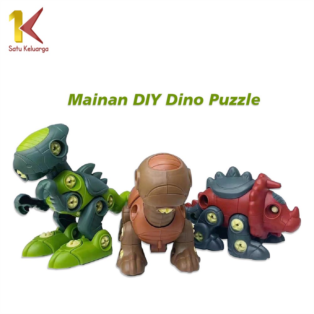 Satu Keluarga Mainan Edukasi Anak DIY M219 Dino Puzzle Assembly 3IN1 Mainan Anak Bongkar Pasang Dino