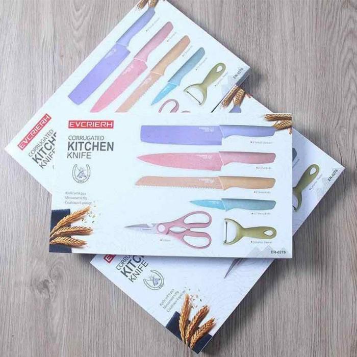 Xoxo 7In1 Pisau Dapur Set Pastel + Talenan