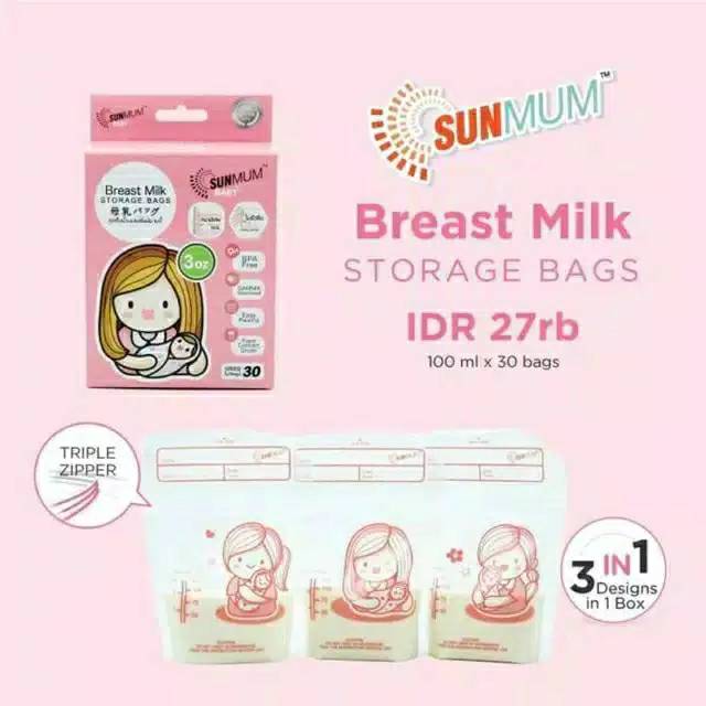 Sunmum Breastmilk Storage Bag / Kantong ASI Sun Mum 100 ml isi 30 lembar