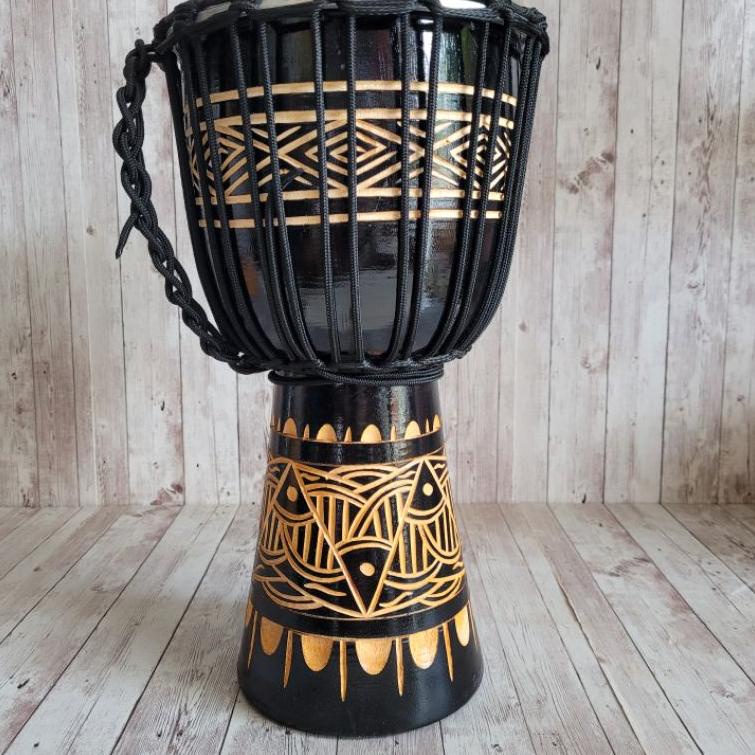LANGSUNG KIRIM.. Kendang Gendang Jimbe Darbuka Pakai Mika 8 Inch Ukir Super Black Berkualitas