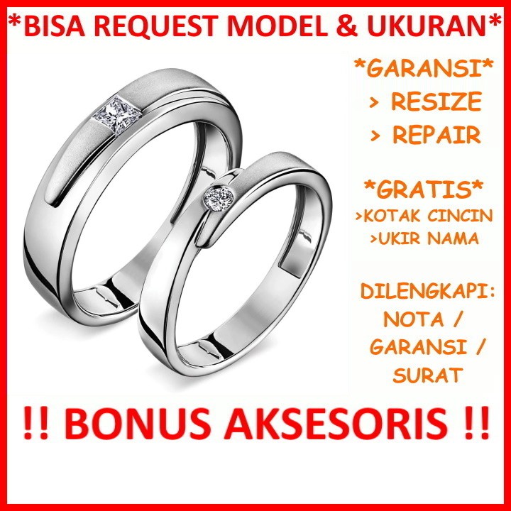 Garansi Silver Asli Gratis Tulis Ukir Nama Cincin Perak Couple Kawin Nikah Tunangan Handmade Id214