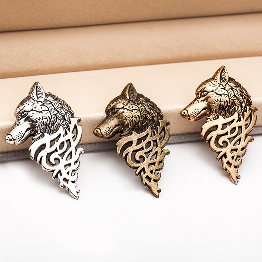 ROW New Wolf Brooch Vintage Punk Lapel Badge Pin Fashion Men Jewelry Class Suit Collar/Multicolor