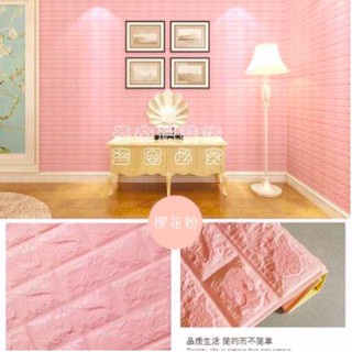 LYSASHOP- WALLPAPER DINDING 70x38.5cm KAMAR TIDUR RUANG TAMU 3D FOAM BATU BATA WALPAPER HIASAN DINDING POLOS  STIKER STICKER WALLBORDER WALL BORDER PEMBATAS-5