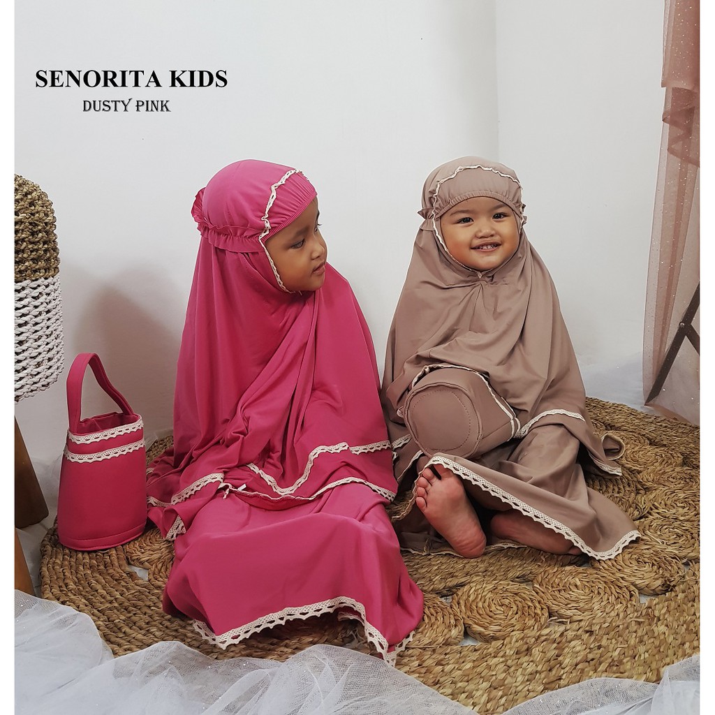 Mukena Anak Baby Bayi Batita Balita 1 2 3 4 5 Tahun Senorita / Mukena Bayi / Mukena Balita / Terbaru-DUSTY PINK