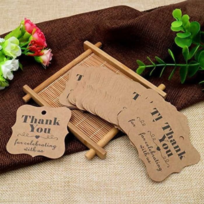 Paper Hang Tags - Irregular Kraft &quot;Thank You for Celebrating&quot; (10pcs)