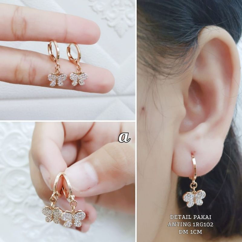 Anting Titanium Klip Permata Solitaire Anti Karat Xupblink Jewelry