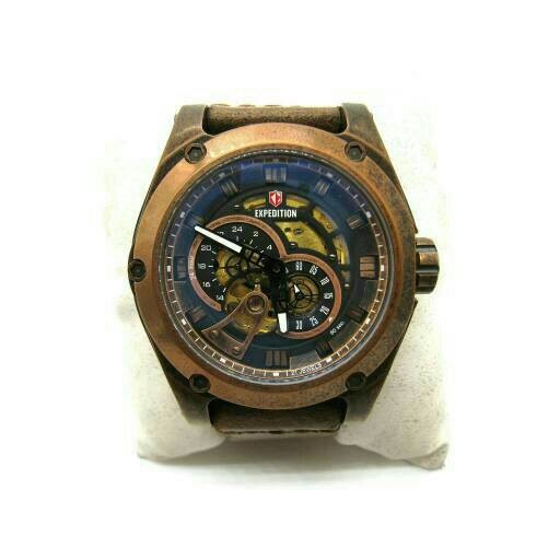 jam tangan kulit expedition E 6679M COKLAT ROSEGOLD