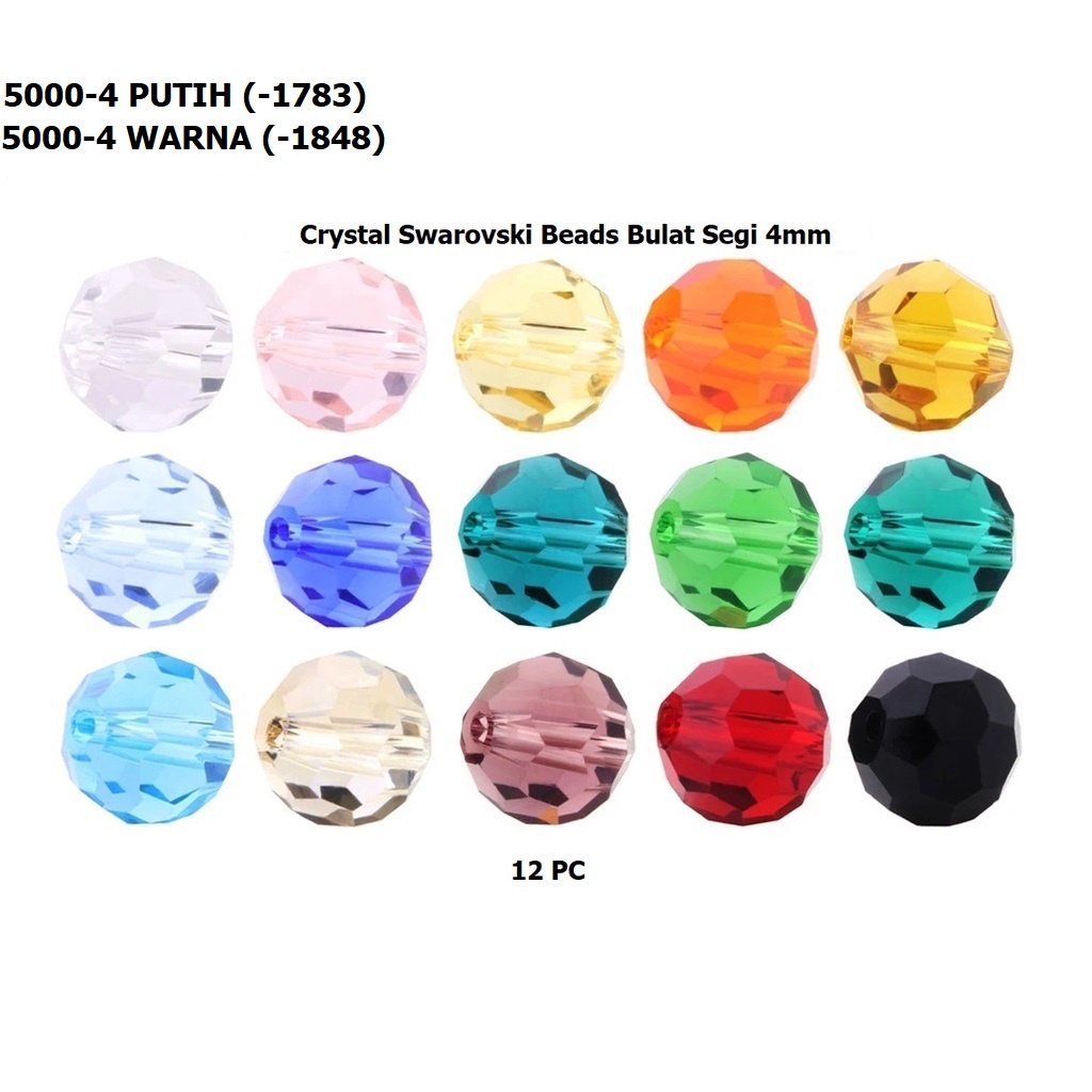 Crystal Swarovski Beads Bulat Segi 5000 4mm Harga/12Pc