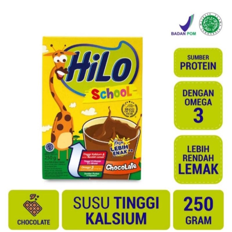 

HiLo School Chocolate 250g - Susu Tinggi Kalsium Lebih Rendah Lemak