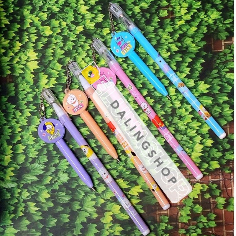 Dalingshop / PULPEN GEL BT21 + GANTUNGAN UNIK LUCU BT21 / PEN BT21 / PEN SQUID GAME + GANTUNGAN BONEKA GOYANG  / PULPEN SQUID GAME-6