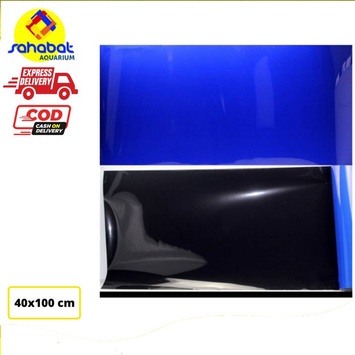 Background Aquarium Polos Biru / Hitam Tinggi 40 cm