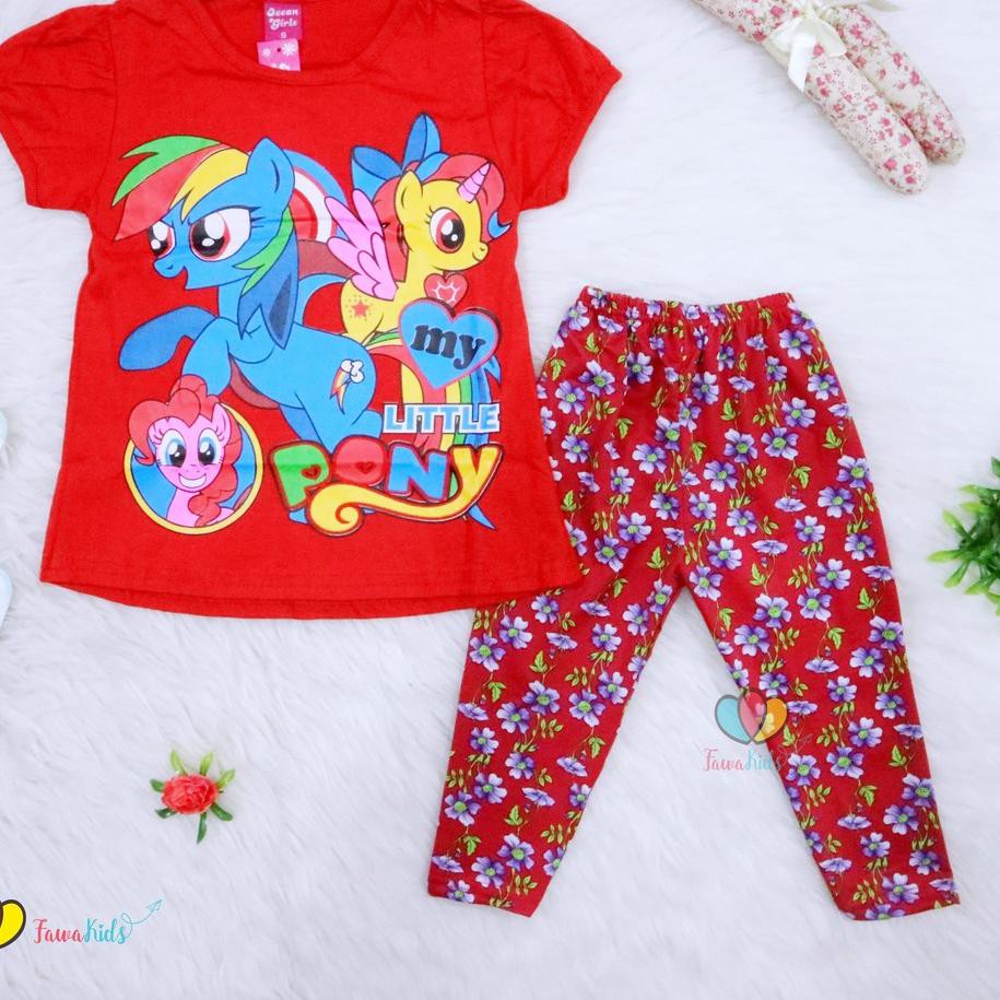 BEST ם Setelan Catty & Little Pony Uk. 5-6 Tahun / Baju Anak Perempuan Legging Kaos Karakter Celana