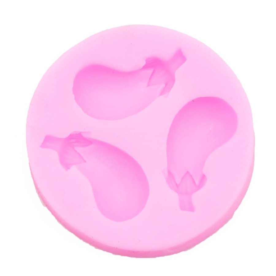 3D Silicon Mold Fondant Cake Decoration - 3 Holes Eggplant