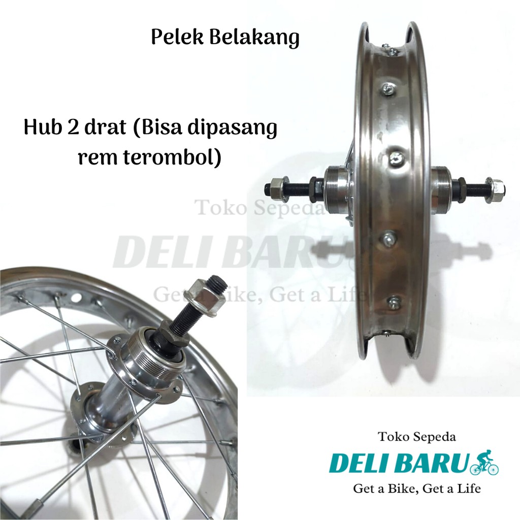 Pelek jadi Wheelset ukuran 12 Velg besi warna chrome sepeda anak