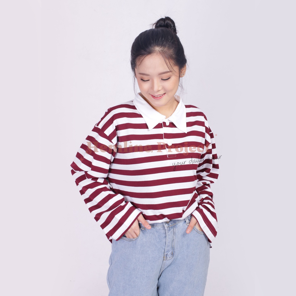 Hara Maroon Oversized Stripe Top