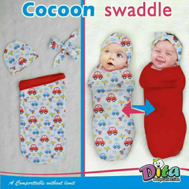 Cocoon Swaddle Bedong instan Motif bolak balik murah