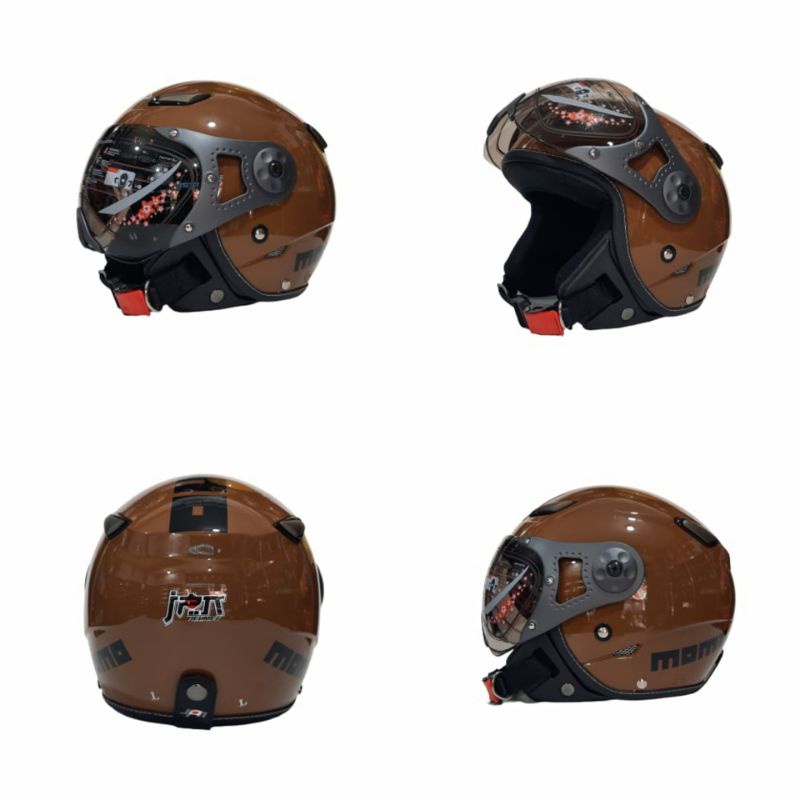 Helm Bogo Retro Jpn MOMO PILOT Coklat Glossy