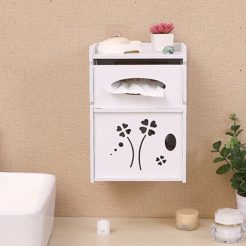 tempat tissue aesthetic murah rak tisu Toilet Tempel Gantung serbaguna minimalis box Tempat Penyimpanan tissue  sabun sampo shampo makeup kecantikan kosmetik Vintage DIY Shabby Chic Portable Kayu Murah serbagunagantung tempel tembok Tembok