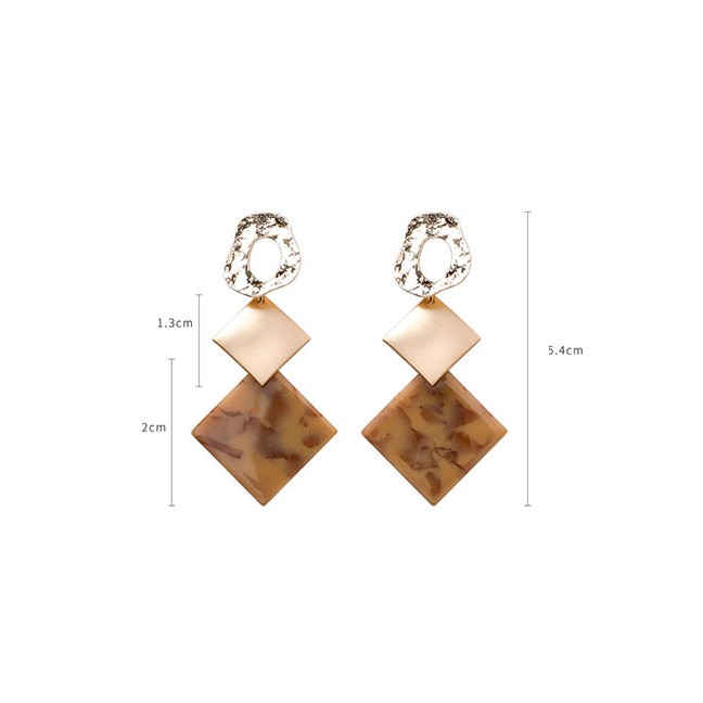 LRC Anting Tusuk Fashion Gold 925 Silver Needle Geometric Irregular Geometric Square Earrings D35334