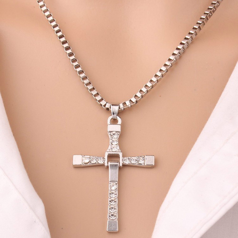 Fast And Furious Toretto'S Cross Pendant Necklace With Little Crystal