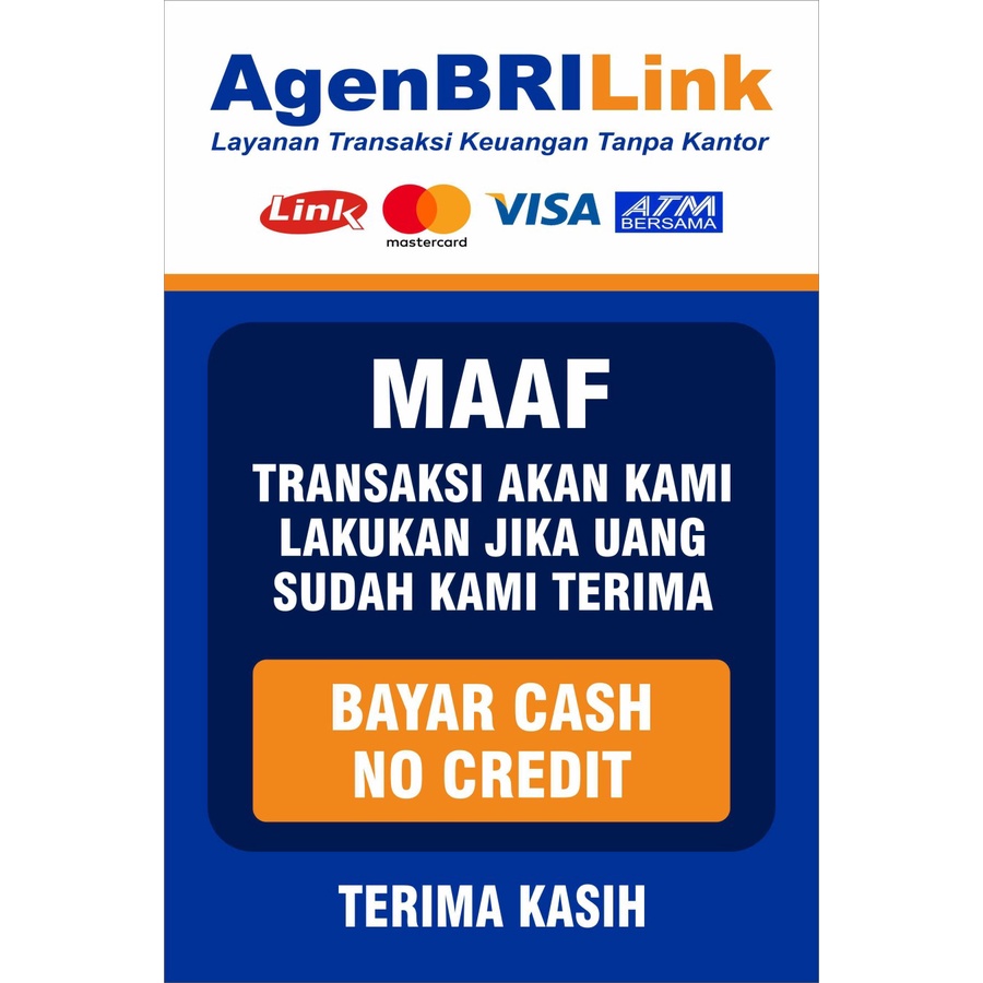 

STIKER VINYL PENGUMUMAN BRILINK CASH NO CREDIT