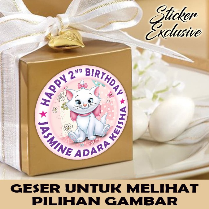 

60 STIKER MARIE CAT LABEL BAG / KUE / SOUVENIR ULTAH ULANG TAHUN