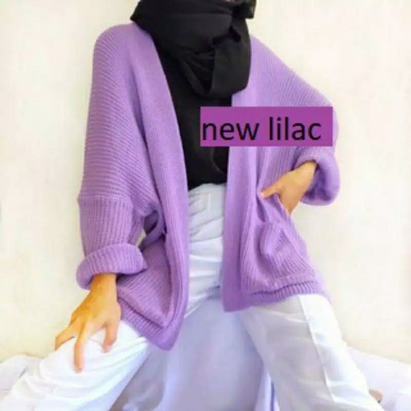 cardigan rajut locy-cardy oversize-Lilac/ungu muda