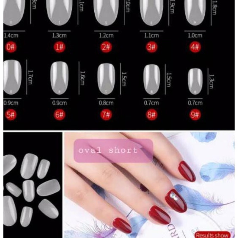 Nail Tip 500 Pcs Kuku Palsu Bahan Akrilik Warna Putih/ Clear Stiletto