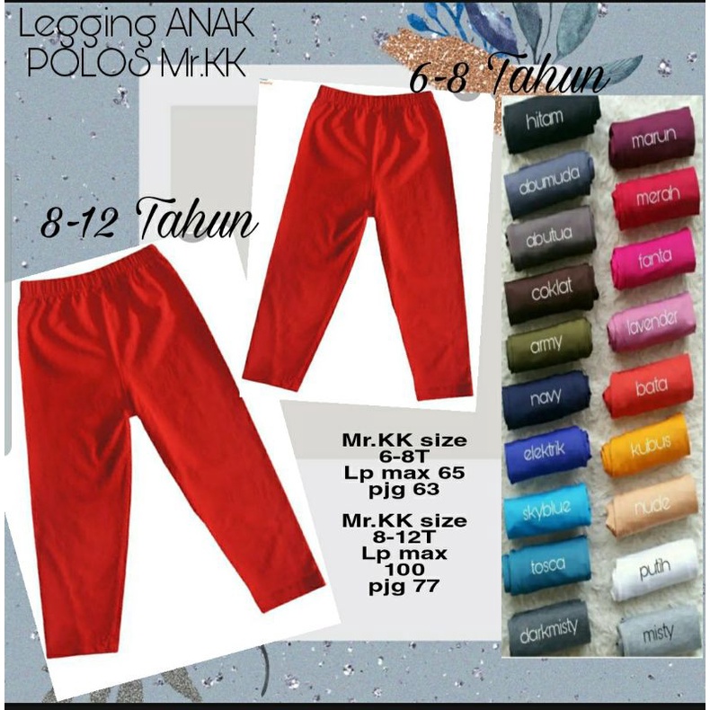 PAKET USAHA legging anak mr.kk 50 pcs size M dan L utk 6 sampai 13 tahun