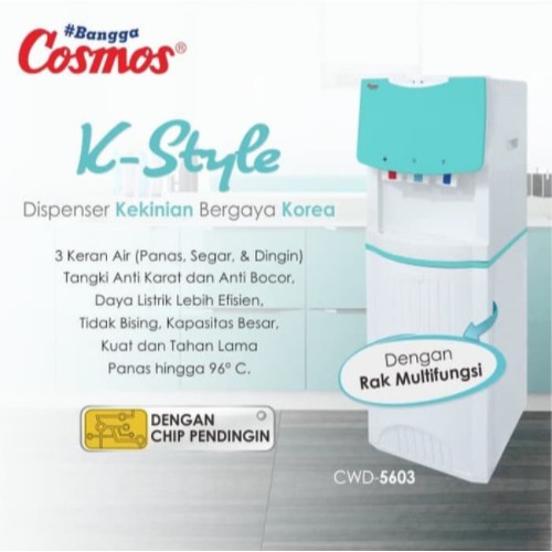 Cosmos Dispenser Air Galon + Rak 3 Kran Hot, Fresh &amp; Cold CWD-5603