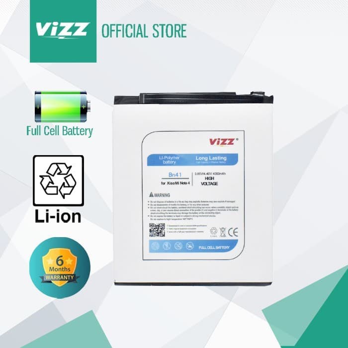 DISKON BATERAI XIAOMI REDMI NOTE 4 MEDIATEK XIAOMI BN41 DOUBLE POWER VIZZ
