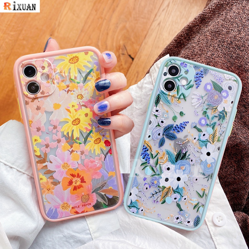 Fashion Case for iPhone 13 Pro Max iPhone 12 iPhone 11 Pro iPhone XR iPhone 6 6S iPhone 7 8 Plus iPhone XS Beatiful Garden Party Flower Embossed Rifles Paper Camera Protective Phone Cover Rixuan