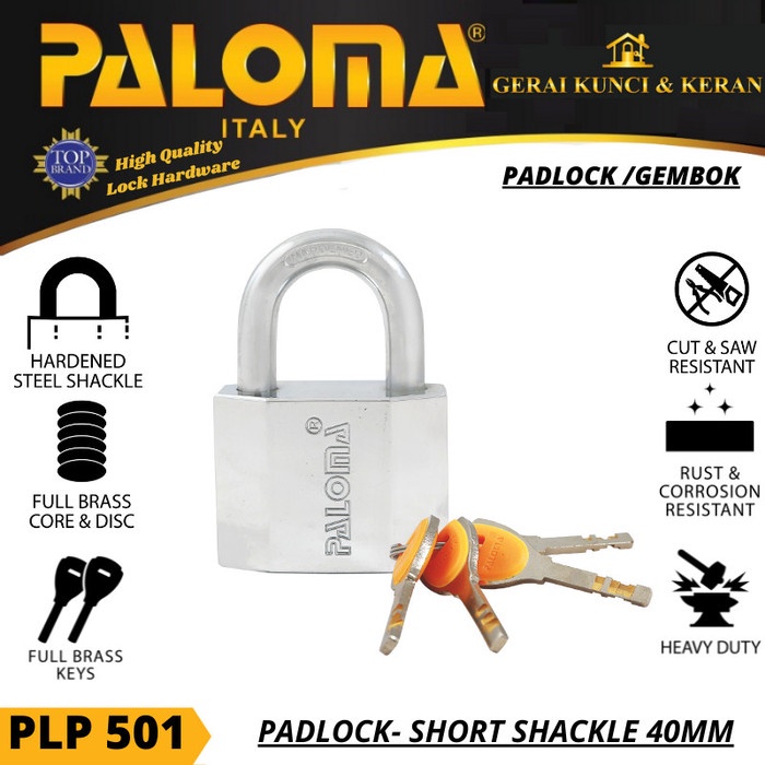 Paloma Gembok Kunci Padlock PLP 501 P-500 40MM Short CH