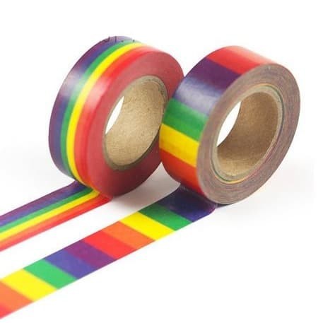 Japanese Washi Tape - Rainbow Vertical Horizontal Lines