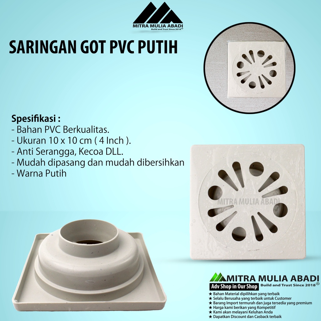 Saringan Got Plastik PVC 4inc / Saringan Got Kamar Mandi / Floor Drain