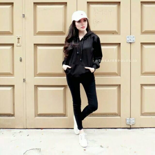 JUMPER HOODIE HITAM POLOS ( M - XXXL) UNISEX