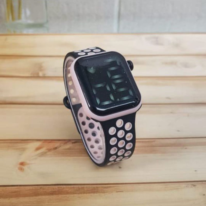 (Cod)Jam Tangan Wanita/Pria Led Sergi Lobang Strap Rubber/Karet(Dikirim Jakarta)