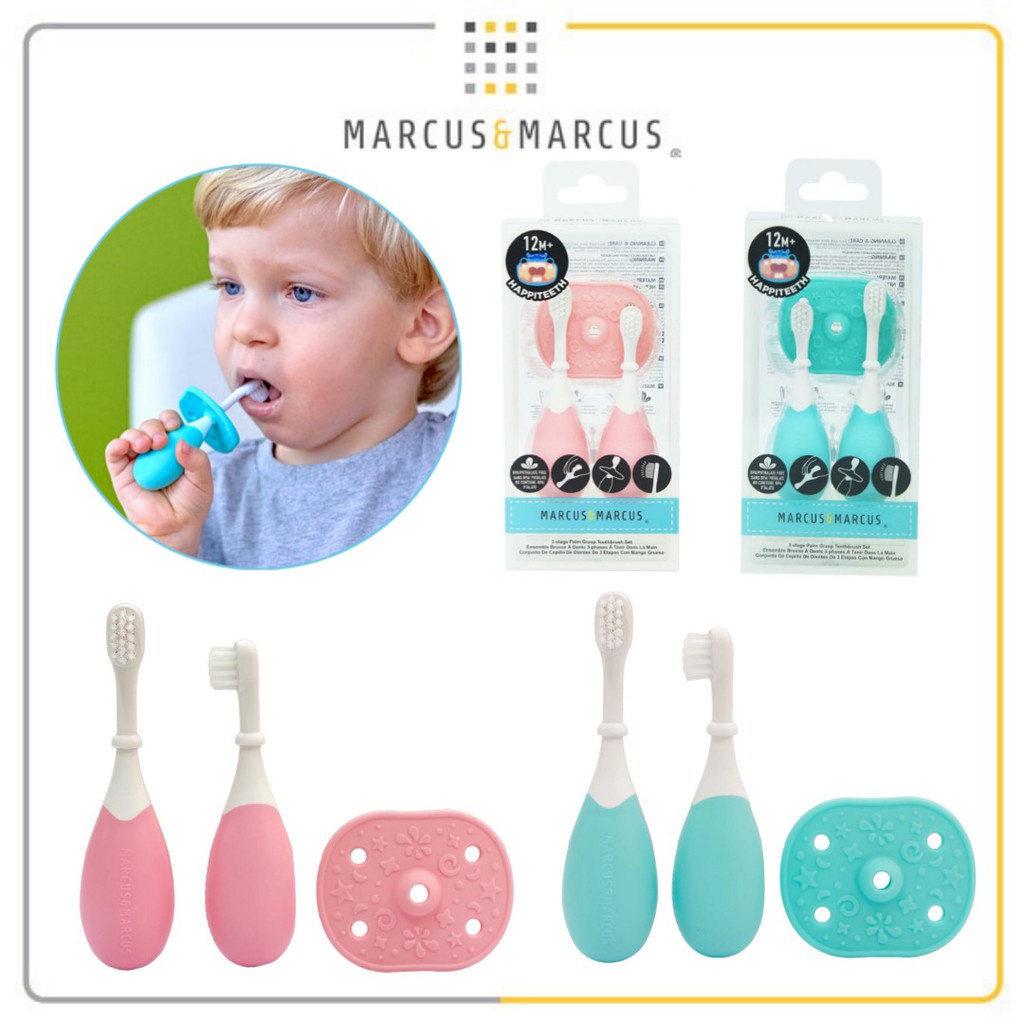 Sikat Gigi Anak Marcus and Marcus 3-stage Palm Grasp Toothbrush Set