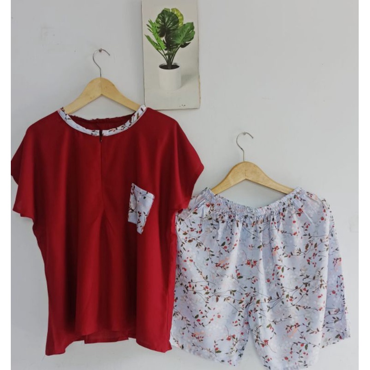 PIYAMA PENDEK BUSI RAYON PREMIUM | PIYAMA KANCING | BAJU RUMAHAN MURAH