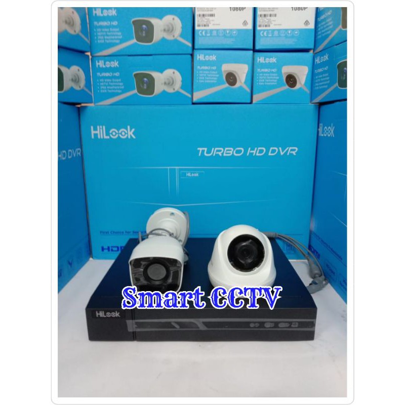 PAKET CCTV HILOOK 4 CHANNEL 2 CAMERA Komplit Tinggal Pasang