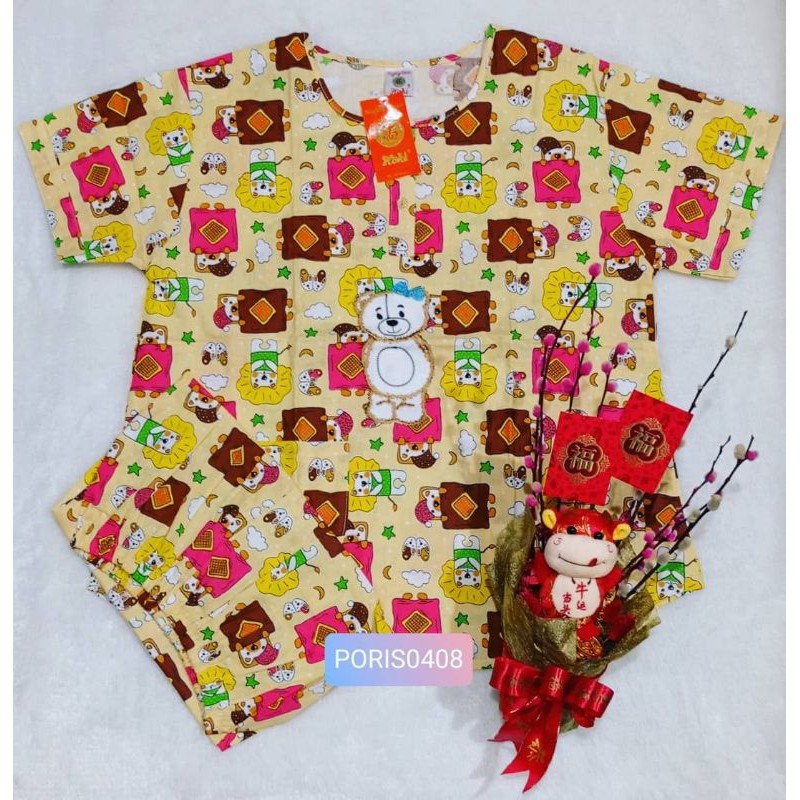 Baju Tidur Piyama HOKI Celana 3/4 katun wanita (Sleep Bear)