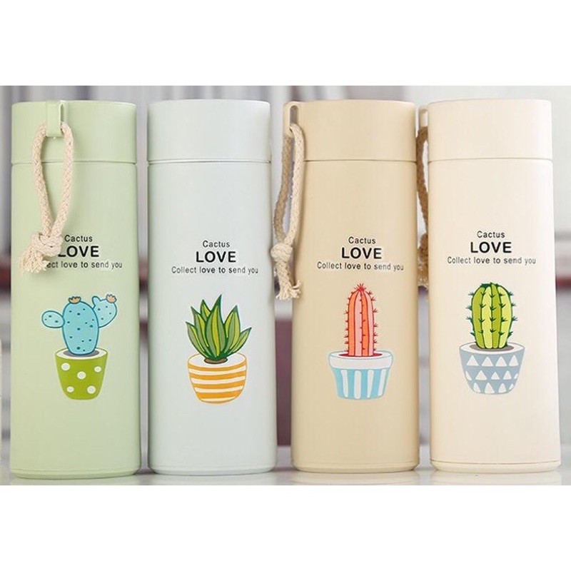 [COD] Botol Minum Kaca Tumblr unik motif Kaktus / Cactus 450ml Stainless Steel