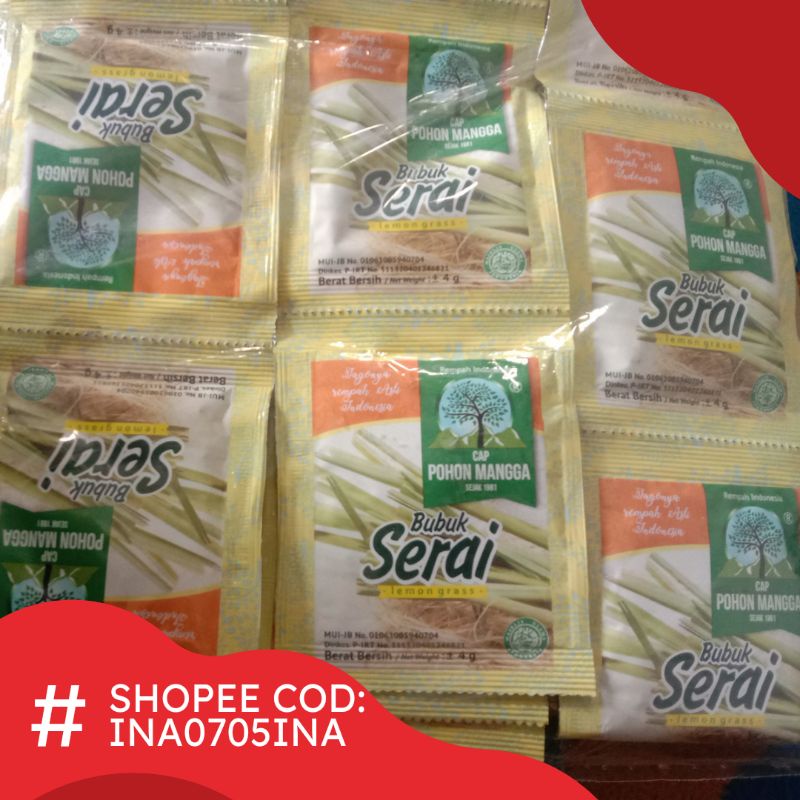 Bubuk Serai Cap Pohon Mangga / Serai Bubuk 1 Renceng 12 Sachet @3gram / Sereh