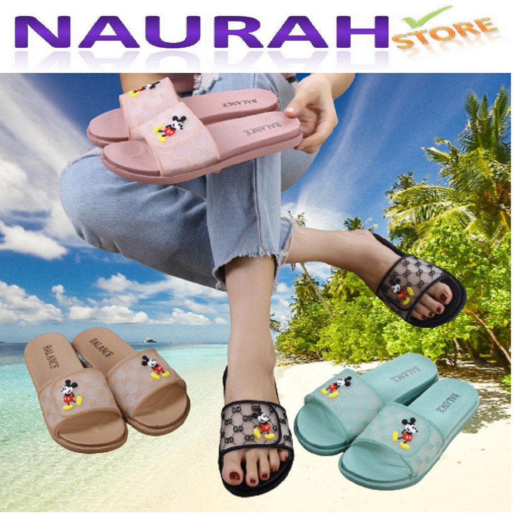 Balance 956-27 Sandal Wanita Slop Mickey GD Original Rubber Empuk Jelly Lentur Cantik Nice Sendal