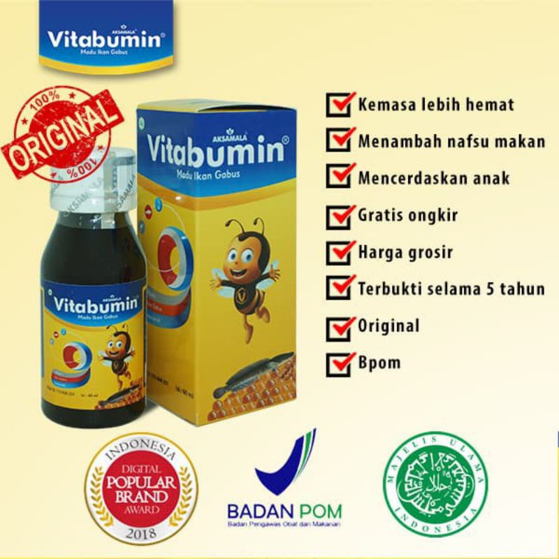 [rumahbayipdg] Vitabumin madu ikan gabus 60 ml nutrisi tumbuh kembang penambah nafsu makan anak