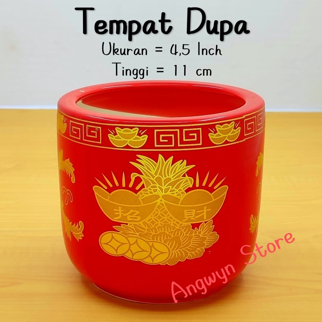 Tempat Dupa / Hiolo Bulat Keramik Merah Ukuran 4.5 inch