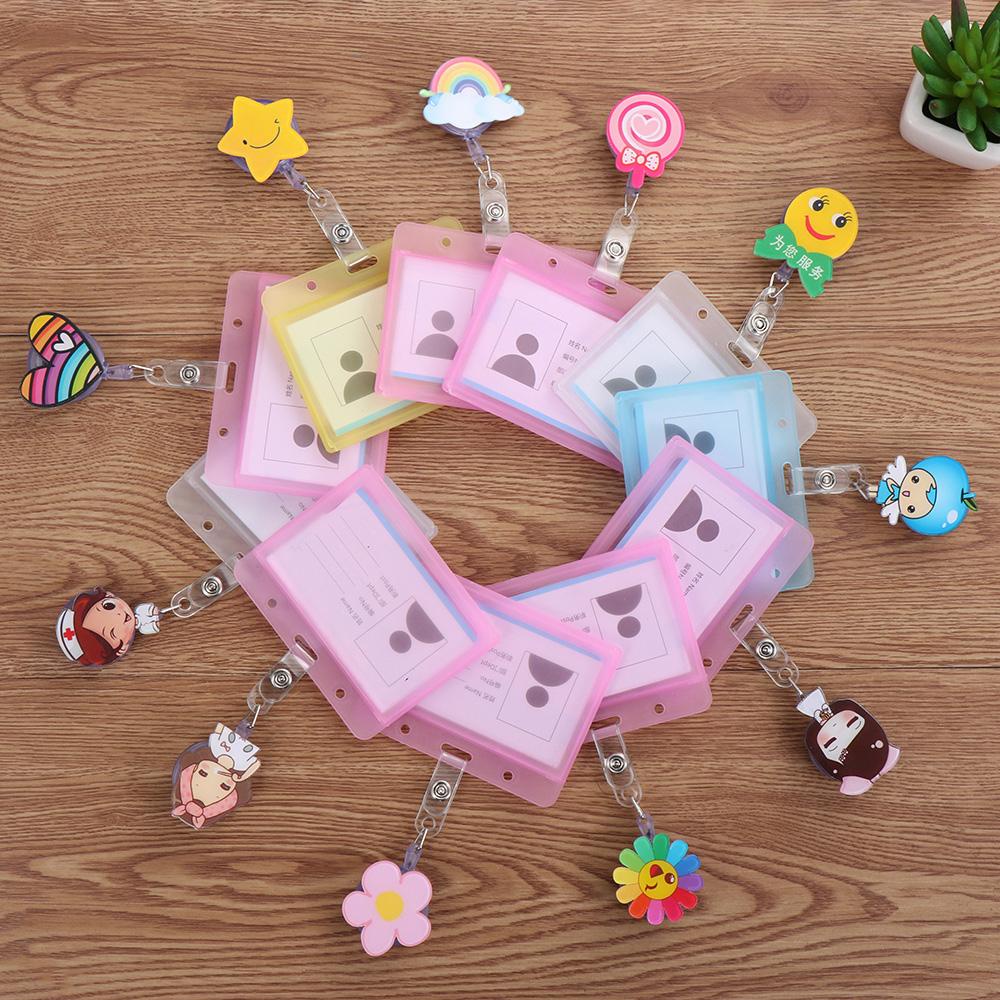 Quinton ID Badge Holder Perlengkapan Kantor Kartun Badge Holder Klip Card Holder Clip ID Card Retractable Badge