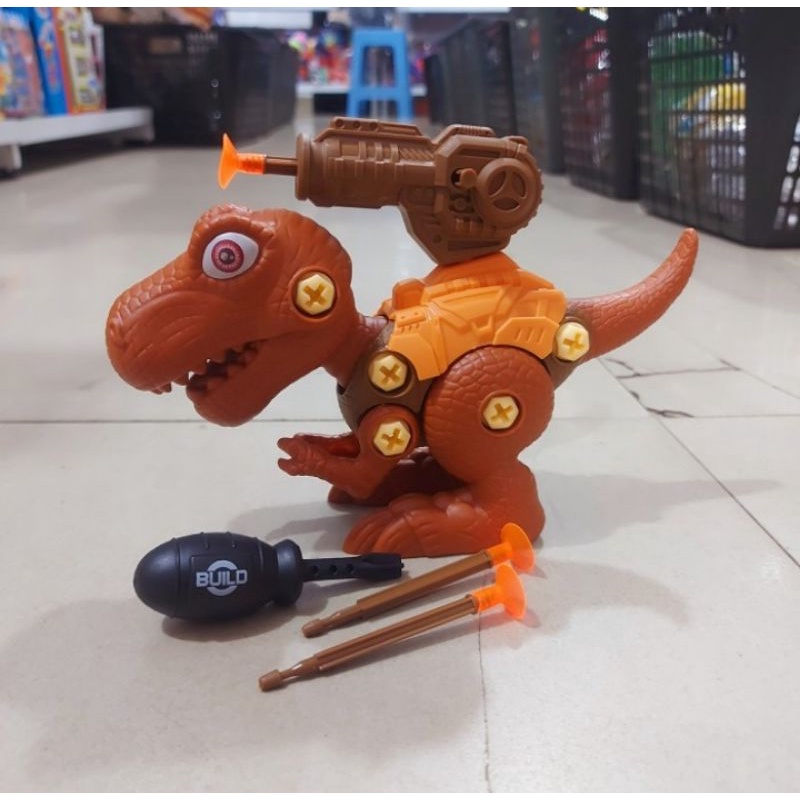 Mainan DIY Dino Bongkar Pasang Robot Dinosaurus Bisa Nembak Anak