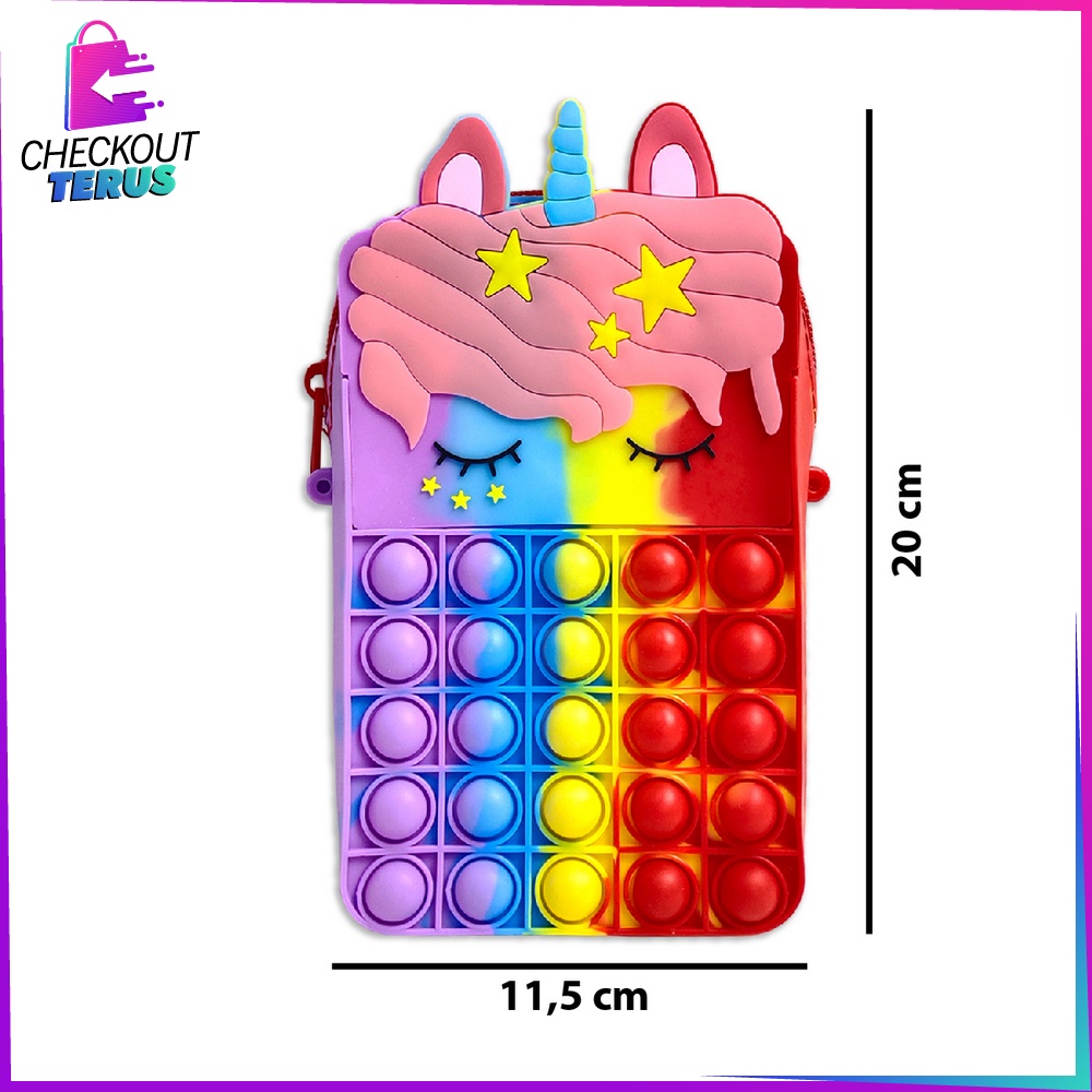 CT A30 Tas Selempang Pop It Rainbow Karakter Anak Gemoy Ukuran Besar Muat Untuk HP Motif Kuda Poni Lucu Kids Kekinian